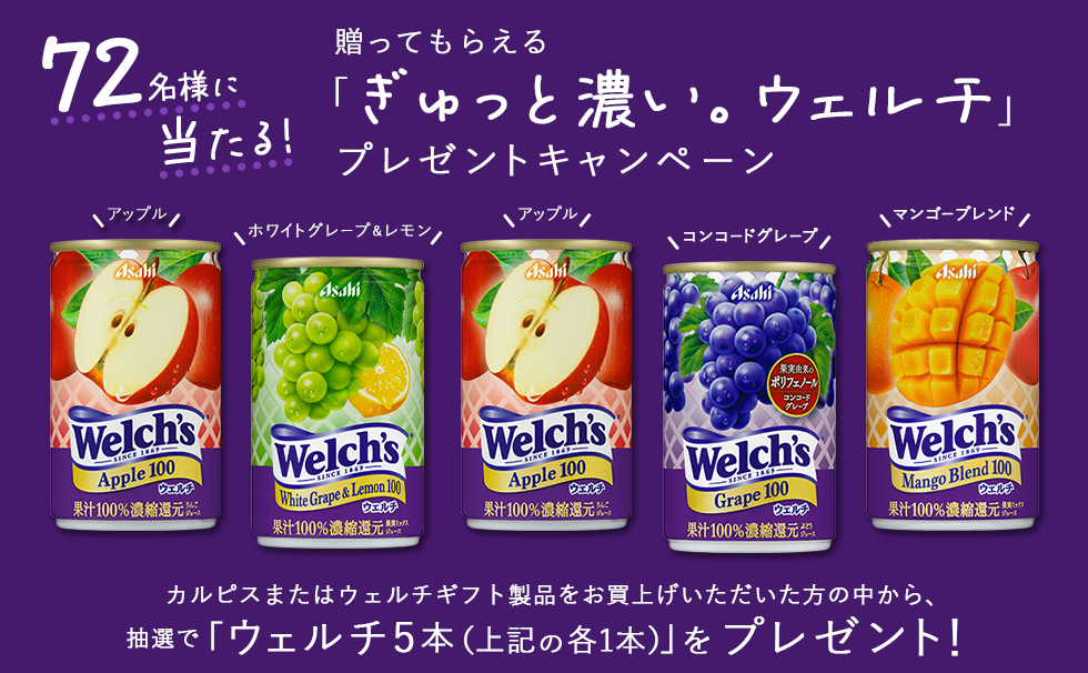 贈ってもらえる「ぎゅっと濃い。ウェルチ」プレゼントキャンペーン