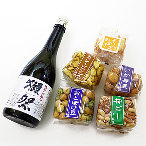 ≪豆源≫豆・おかきセットと日本酒「獺祭」のセット