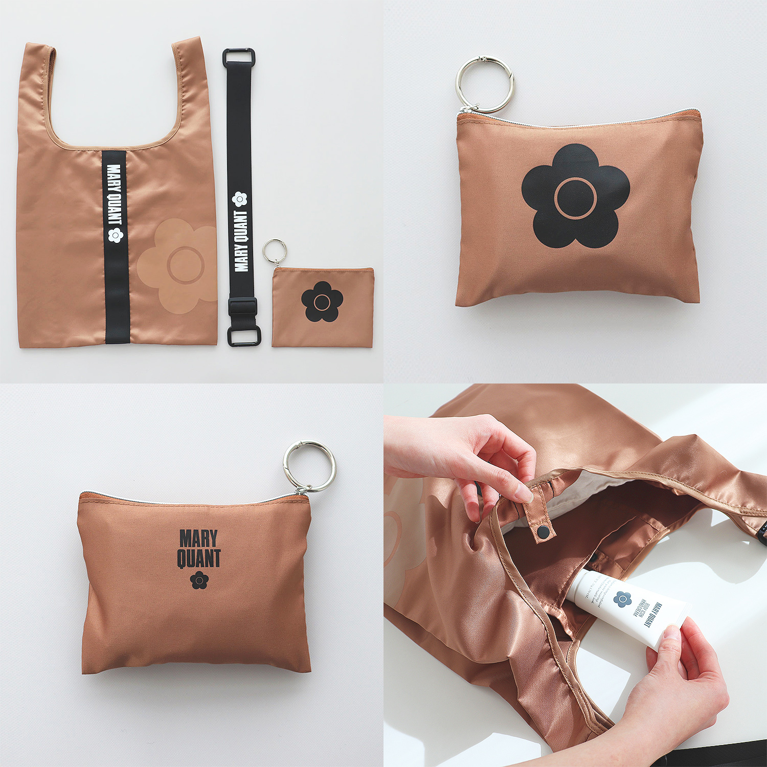 すぐ届く ギフトに♪【MARY QUANT】3WAY エコバッグ ケース付き マリークヮント 3WAY エコバッグ ケース付き ブラック 【MARY