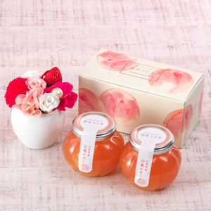 ≪日比谷花壇≫ミニプリザ・銀座トトキ監修「山形県産白桃のゼリー」セット（送料込）